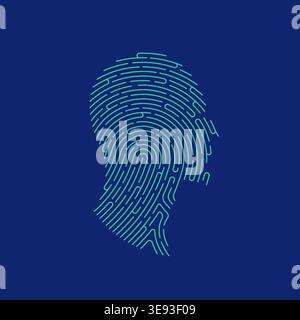concept of biometrics or digital forensics, graphic of fingerprint combined with man face created with editable path Stock Vector