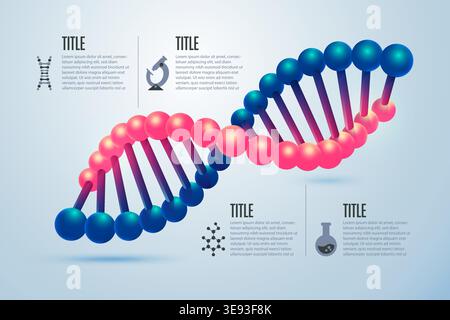 science and biology infographics, DNA helix with research tool icons Stock Vector