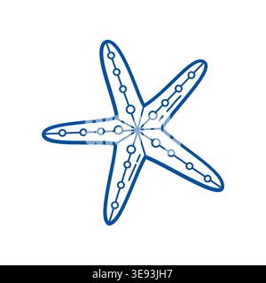Starfish vector blue line art doodle sea animal icon for coastal branding Stock Vector