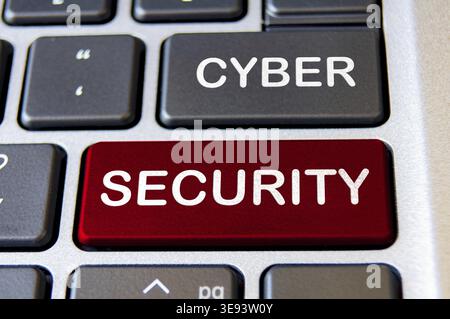 Cyber Security Text on laptop keyboards. Online security concept Stock Photo