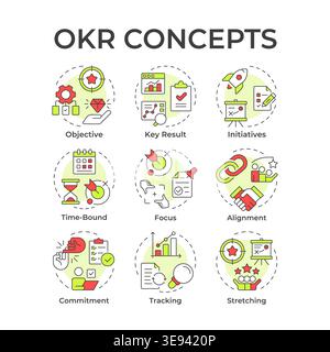 OKR multi color concept icons Stock Vector