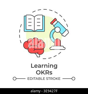 Learning okrs multi color concept icon Stock Vector