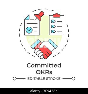 Committed okrs multi color concept icon Stock Vector