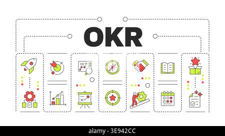 OKR word concept isolated on white Stock Vector