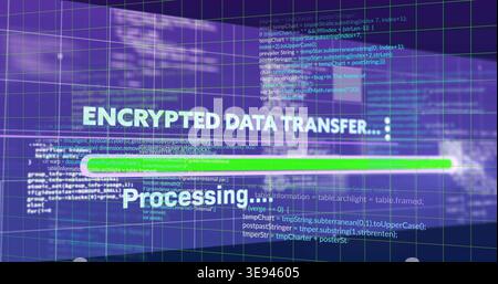 Displaying UI ENCRYPTED DATA TRANSFER Stock Photo