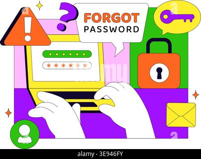 Forgot Password Vector Illustration Account Recovery Concept With Mobile Login Security Lock Verification Code and User Authentication Design Stock Vector