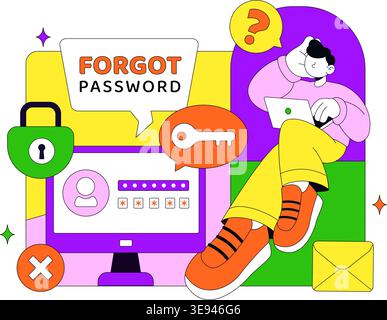 Forgot Password Vector Illustration Account Recovery Concept With Mobile Login Security Lock Verification Code and User Authentication Design Stock Vector