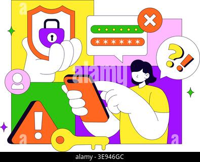 Forgot Password Vector Illustration Account Recovery Concept With Mobile Login Security Lock Verification Code and User Authentication Design Stock Vector