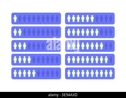 Male population progress flat UI data visualization element set Stock Vector