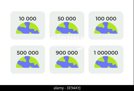 Population counters flat UI data visualization element set Stock Vector