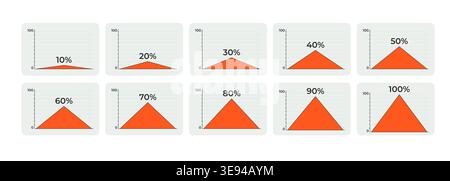 Triangle area charts progress flat UI data visualization element set Stock Vector