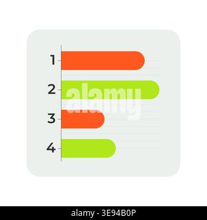 Horizontal bar chart comparison with category flat UI data visualization element Stock Vector
