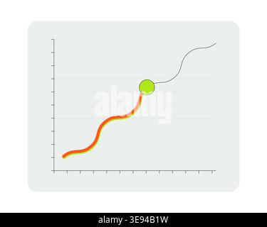Wavy line graph with trend point flat UI data visualization element Stock Vector