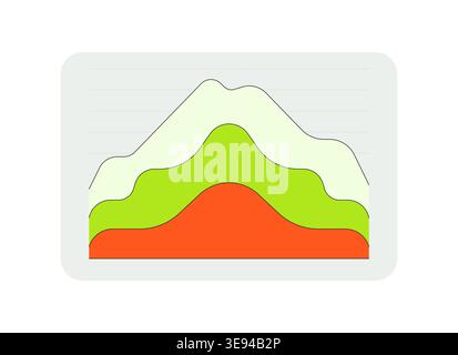 Layered area chart flat UI data visualization element Stock Vector