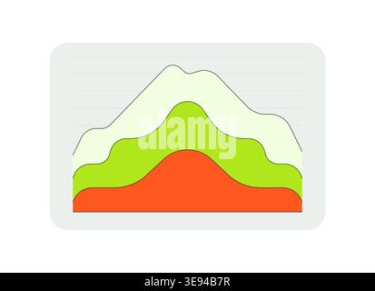 Layered area chart flat UI data visualization element Stock Vector