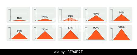 Triangle area charts progress flat UI data visualization element set Stock Vector