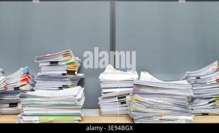 Business documents stack on table, report papers stack. Stock Photo