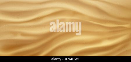 Sandy beach or desert pattern with natural sand texture, top view realistic vector background. Seaside wavy ground surface for summer design. Summer shore dunes with particle, ocean bottom Stock Vector