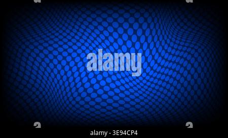 Futuristic blue gradient dotted wave background with dynamic liquid motion and vignette effect Stock Vector