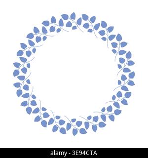 Blue Leaf Wreath Frame Stock Vector