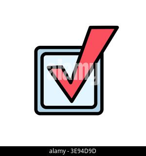 Check mark icon in a frame. Outline Icon of coordination, proceedings, testing. Vector illustration Stock Vector
