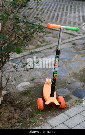 April 2, 2026, Tbilisi, Georgia Three Wheel Chipolino Croxer Evo Kids Scooter Stock Photo