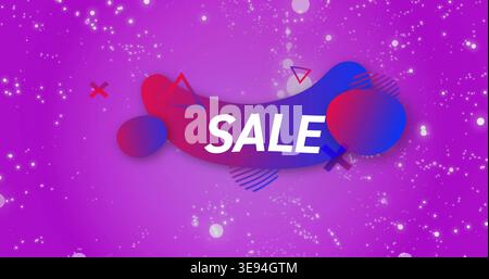 Featuring bold white SALE text floating on ribbon gradient banner in digital promo, with sparkles Stock Photo