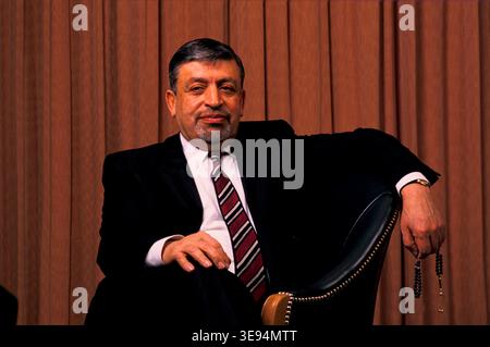 Ishan Barbouti, London 1989. He was born in Iraq, lived in London and was an arms dealer and wealthy businessman.  He was involved with Saudi oil contracts and with chemical factories for Gadaffi's Libya. Stock Photo