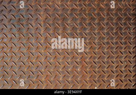 rusty metal plate diamond pattern Stock Photo