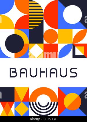 Vivid Geometric Bauhaus Art with Mixed Patterns and Symmetrical Abstract Layout Vector Illustration Stock Vector