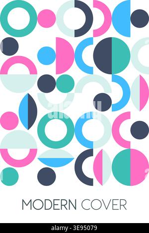 A pastel-themed abstract cover design using soft circles and half-moons in vibrant contrast. Stock Vector