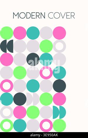 A clean and stylish design using soft tones and circle motifs in a Bauhaus layout. Perfect for lovers of minimal abstract art and geometric simplicity Stock Vector
