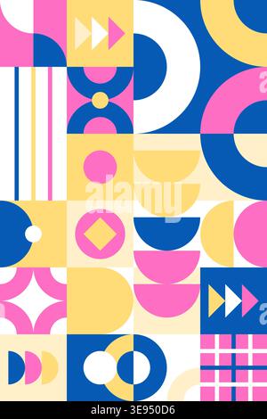 Bold and striking geometric layout with strong shapes and color blocks in a Bauhaus style Stock Vector