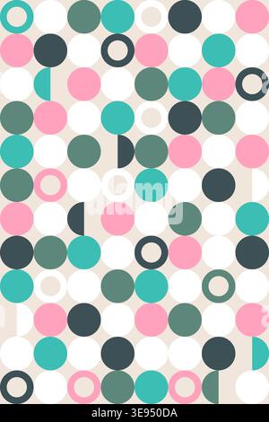 Modern abstract background with layered colorful circles in a geometric Bauhaus style Stock Vector
