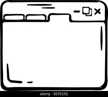 Doodle Browser Tabs icon for interface wireframing. Hand drawn doodle illustration of a web browser frame Stock Vector