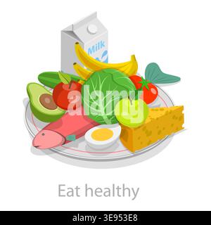 3D Isometric Flat Illustration of Healthy Aging, Physical Activity and Health Care for Elderly Senior People. Item 12 Stock Photo