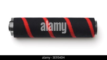 Top view of black striped paint roller replacement isolated on white Stock Photo