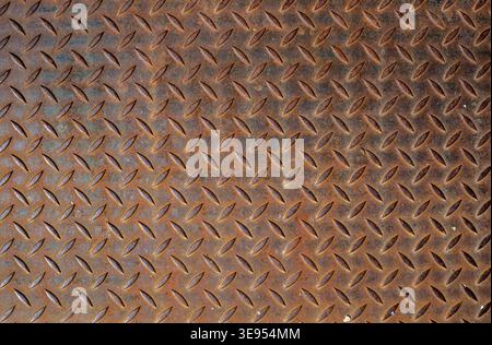 rusty metal plate diamond pattern Stock Photo