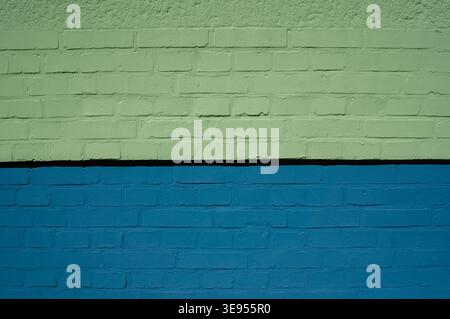 blue and green brick wall texture background Stock Photo