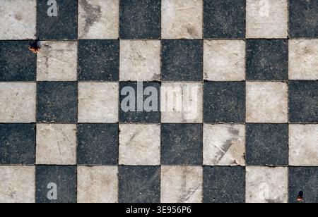 black and white checkered floor texture background Stock Photo