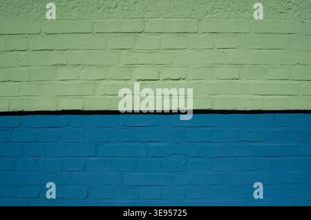 blue and green brick wall texture background Stock Photo