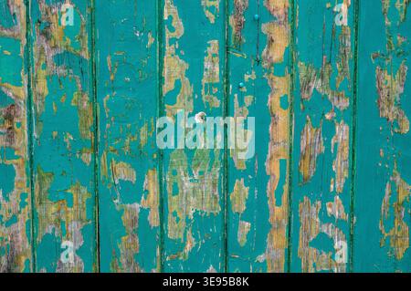 old weathered painted wooden wall Stock Photo