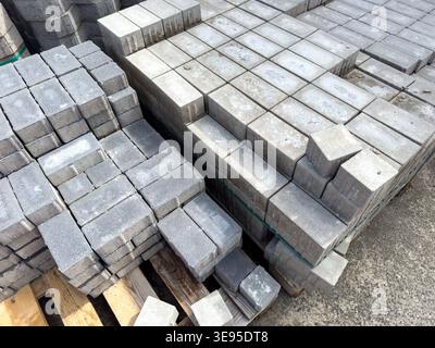 natural stone slabs concrete stones in the hardware store Stock Photo