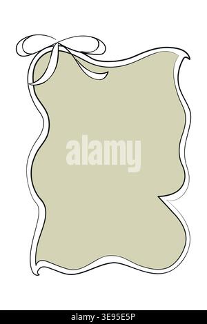 Hand-drawn decorative festive frame with bow illustration, for product design, wedding decor, menu, cards, invitation Stock Vector