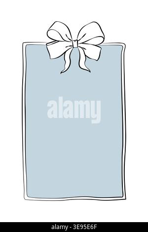 Hand-drawn decorative graphic festive frame with bow illustration, for product design, wedding decor, menu, cards, invitation Stock Vector