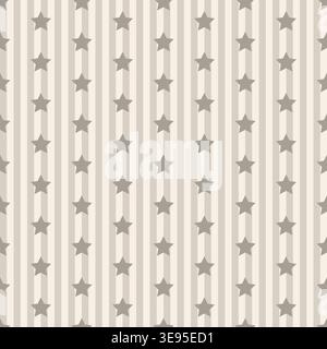 Seamless striped pattern with stars neutral beige background minimal geometric wallpaper stars Stock Vector