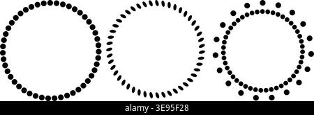 Circle icons set with angles and dashed lines – geometric shapes, segmented round elements Stock Vector