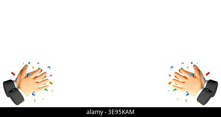 3D clapping hands with colorful confetti Stock Vector