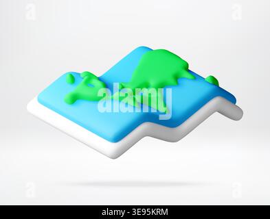 3d world map icon on an abstract zigzag platform. Stock Vector