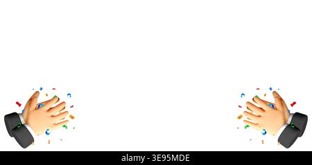3D clapping hands with colorful confetti Stock Vector